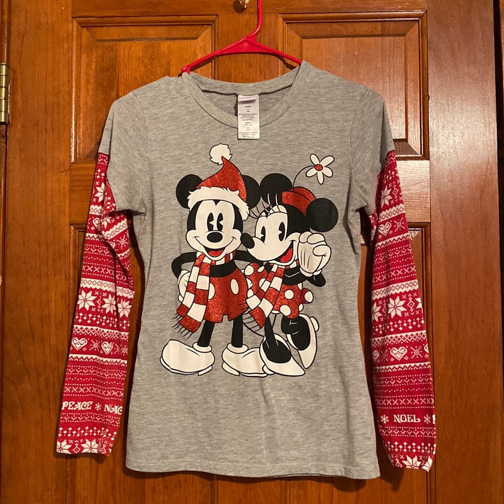Disney Mickey & Minnie Mouse Layered Long Sleeve Christmas Tee